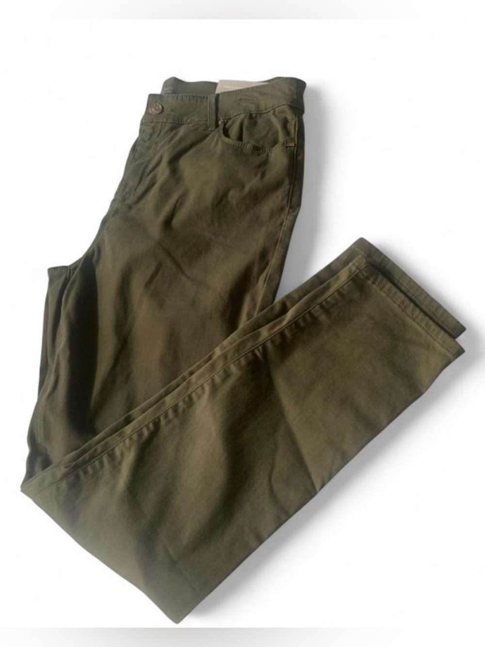Chico's olive green jeggings Size 12 pull on pants classic minimalist casual